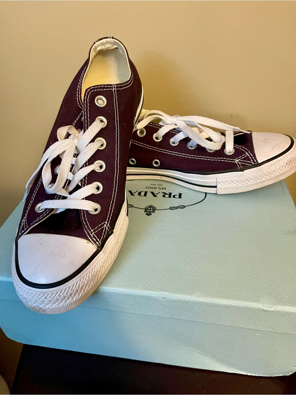 Converse Low Top Sneakers - plum deep purple with White Accents